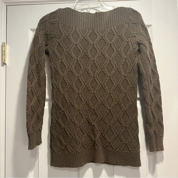 Ann Taylor Loft Diamond Cable Knit Sweater Brown Medium Wool blend Winter Soft - Picture 3 of 14